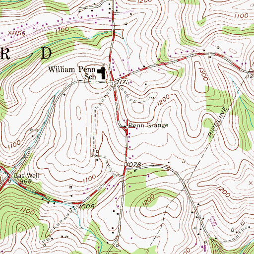 Topographic Map of Penn Grange, PA