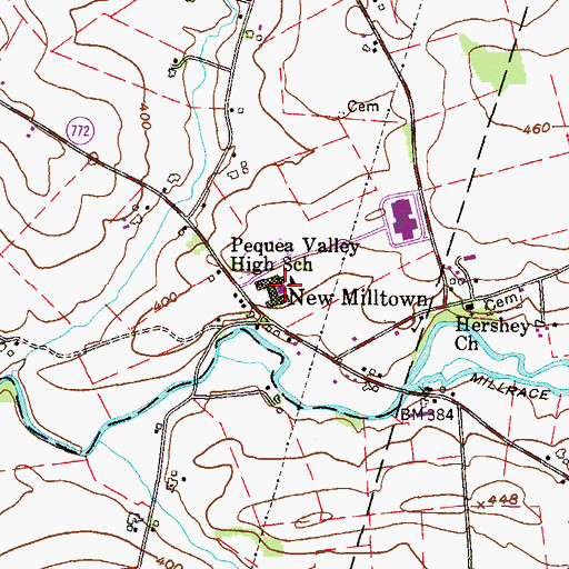 Topographic Map of Pequea Valley High School, PA
