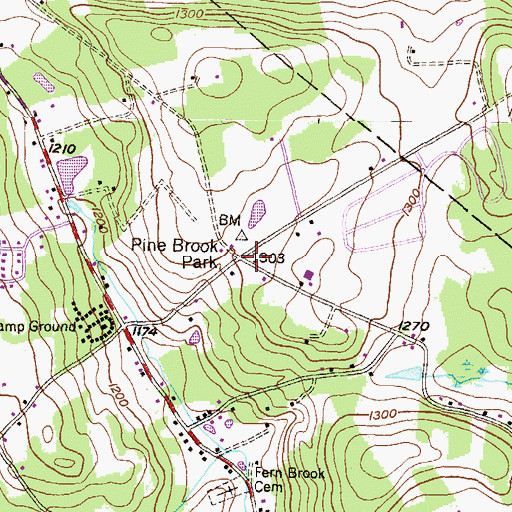 Topographic Map of Pine Brook Park, PA