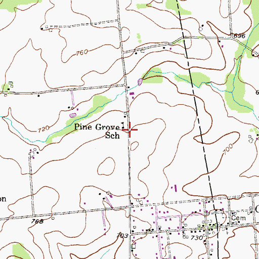 Topographic Map of Pine Grove School, PA