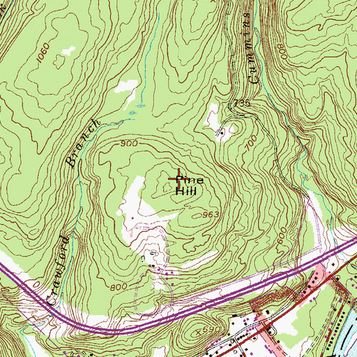 Topographic Map of Pine Hill, PA