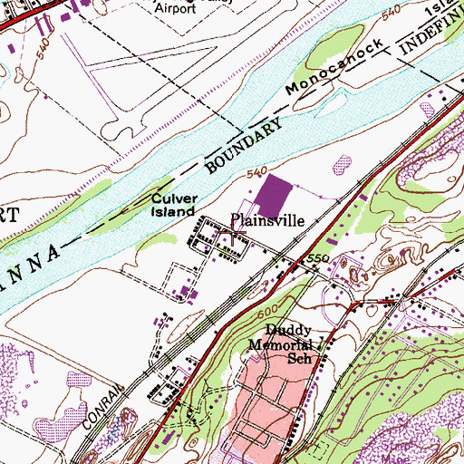 Topographic Map of Plainsville, PA