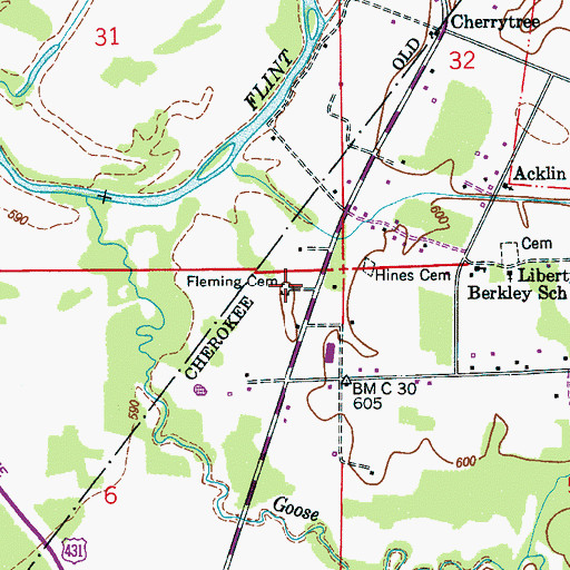 Topographic Map of Fleming Cemetery, AL