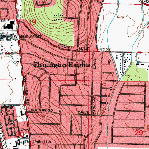 Topographic Map of Flemington Heights, AL