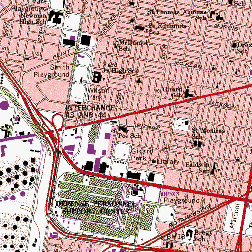 Topographic Map of Poe School, PA