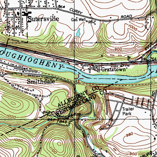Topographic Map of Pollock Run, PA
