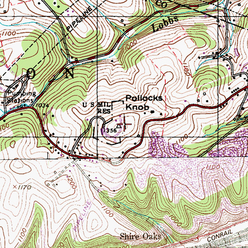 Topographic Map of Pollocks Knob, PA