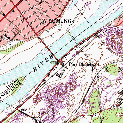Topographic Map of Port Blanchard, PA