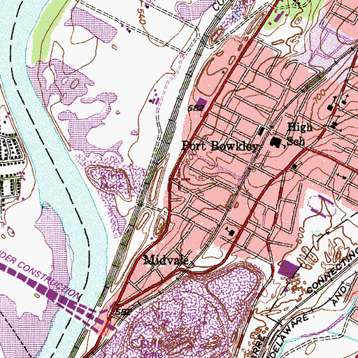 Topographic Map of Port Bowkley, PA