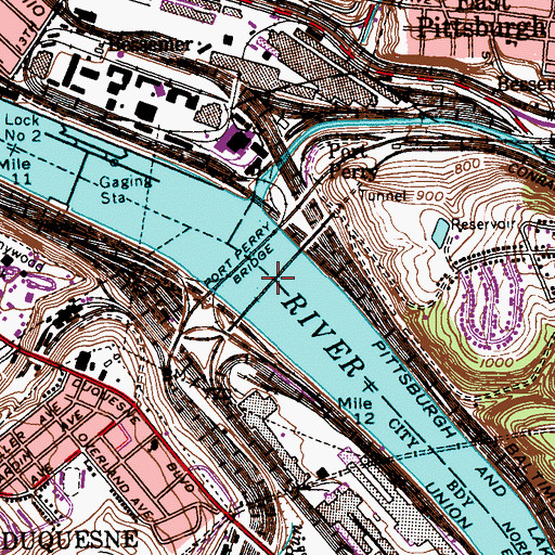 Topographic Map of Port Perry Bridge, PA