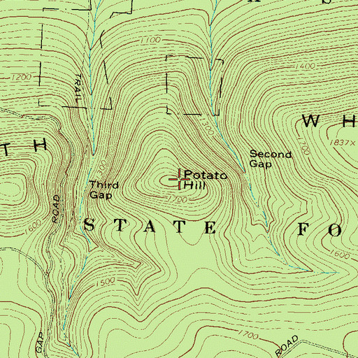 Topographic Map of Potato Hill, PA