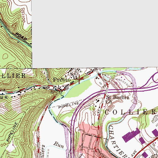 Topographic Map of Presto, PA