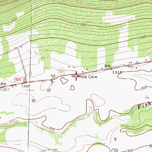 Topographic Map of Price Cemetery, PA