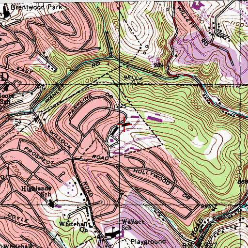 Topographic Map of Prospect Park, PA