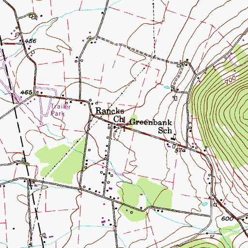 Topographic Map of Rancks Church, PA