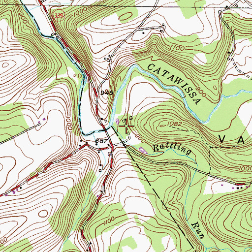 Topographic Map of Rattling Run, PA