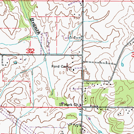 Topographic Map of Ford Cemetery, AL