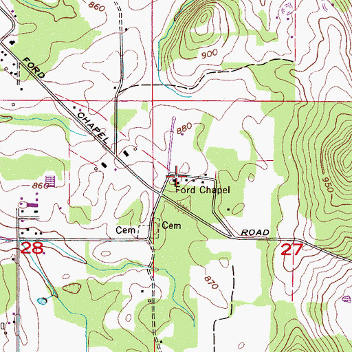 Topographic Map of Ford Chapel Methodist Church, AL