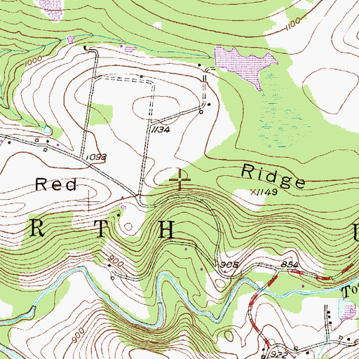 Topographic Map of Red Ridge, PA