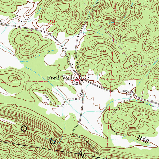 Topographic Map of Ford Valley Church, AL