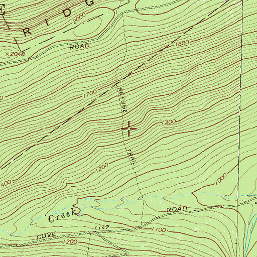 Topographic Map of Refuge Trail, PA