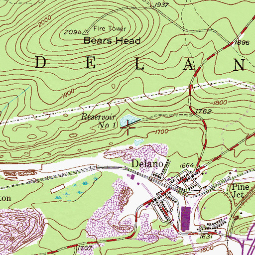 Topographic Map of Number One Reservoir, PA