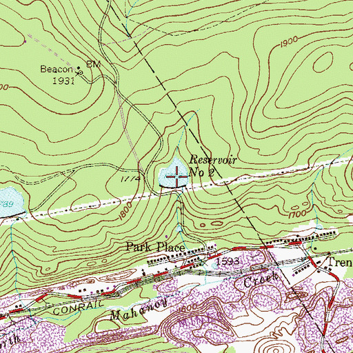 Topographic Map of Reservoir Number Two (historical), PA