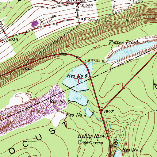 Topographic Map of Number Six Reservoir, PA