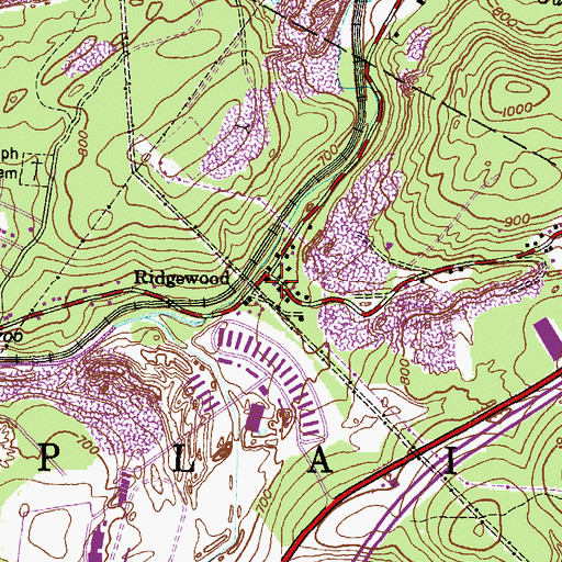 Topographic Map of Ridgewood, PA