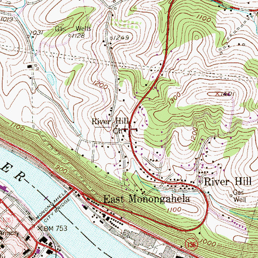 Topographic Map of River Hill Church, PA
