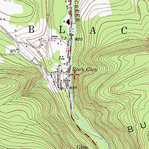 Topographic Map of Rock Glen, PA