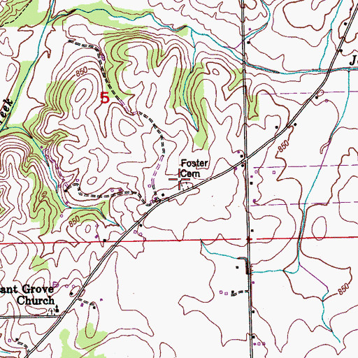 Topographic Map of Foster Cemetery, AL