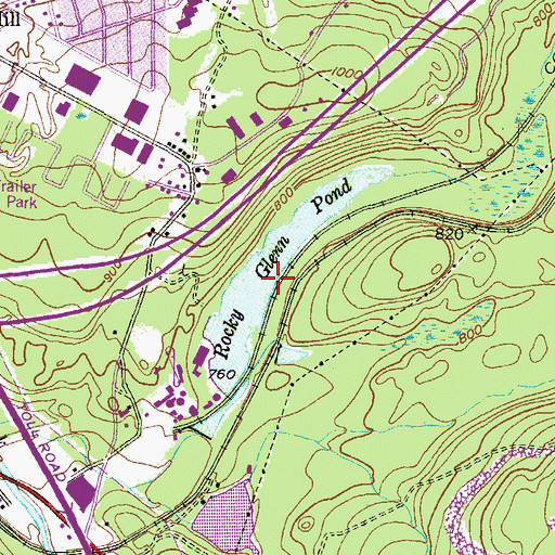 Topographic Map of Rocky Glenn Pond, PA