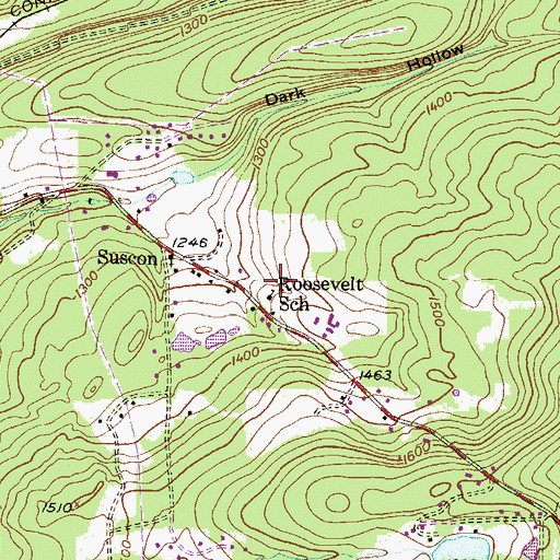 Topographic Map of Roosevelt School, PA