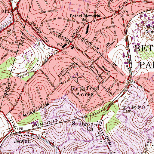 Topographic Map of Ruthfred Acres, PA