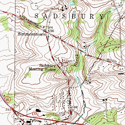 Topographic Map of Sadsbury Meeting House, PA