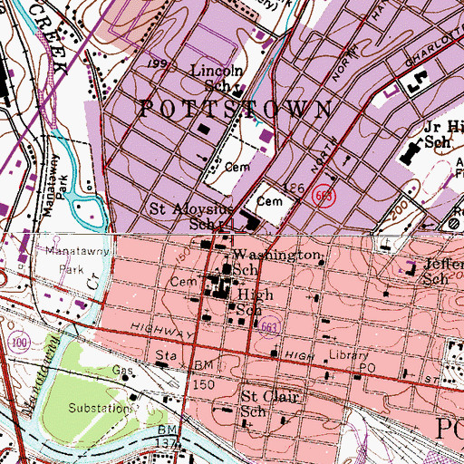 Topographic Map of Saint Aloysius School, PA