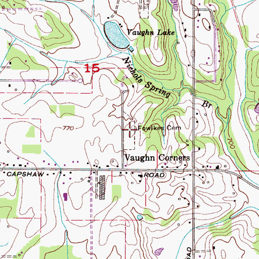 Topographic Map of Fowlkes Cemetery, AL