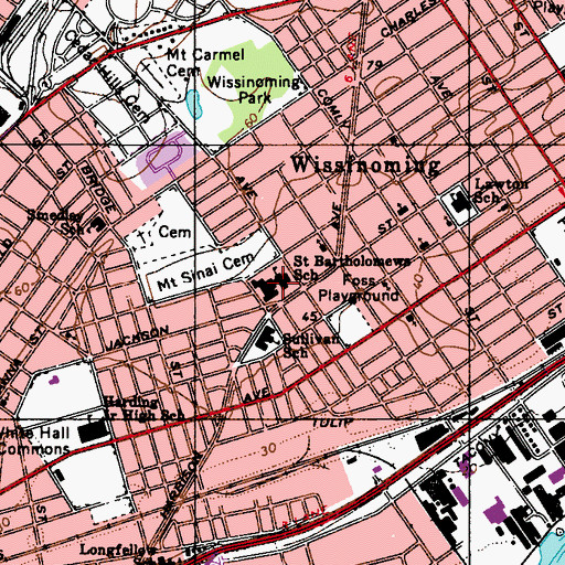 Topographic Map of Saint Bartholomews School, PA