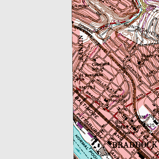 Topographic Map of Saint Brendans Church, PA