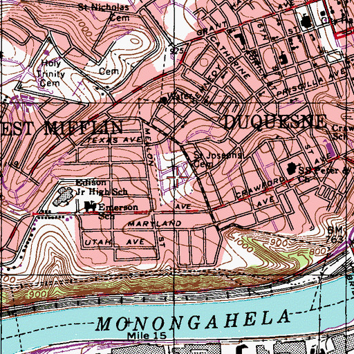 Topographic Map of Saint Josephs Cemetery, PA