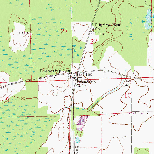 Topographic Map of Friendship Church, AL