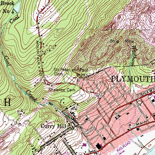 Topographic Map of Saint Peter and Paul Cemetery, PA