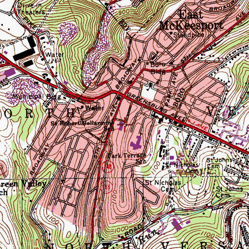 Topographic Map of Saint Robert Bellarmine School, PA