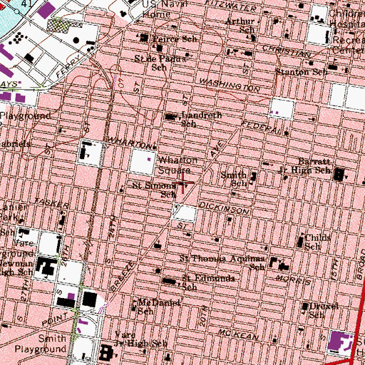 Topographic Map of Saint Simons School, PA