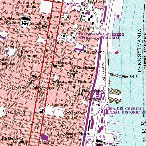 Topographic Map of Saint Stanislaus School, PA