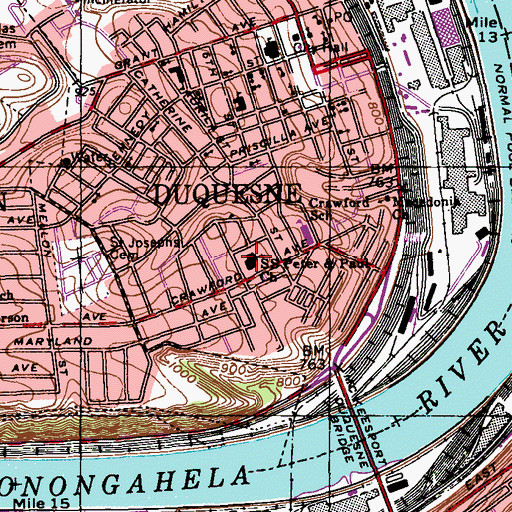 Topographic Map of Saints Peter and Paul Church, PA