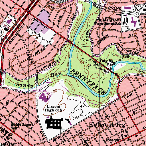 Topographic Map of Sandy Run, PA