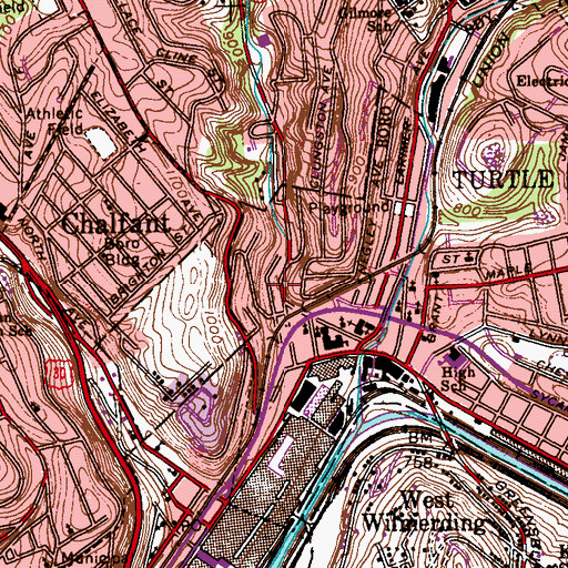 Topographic Map of Sawmill Run, PA