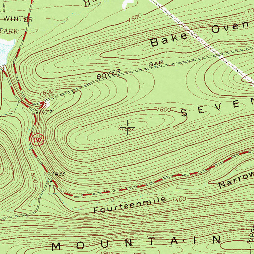 Topographic Map of Seven Notch Mountain, PA